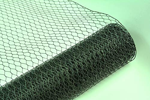 Sechseckgeflecht Sechseckdraht Maschendrahtzaun Kaninchendraht Kükendraht Hasendraht verzinkter Draht mit grüner Pulverbeschichtung 75 cm Hoch - 25 Meter lang - Maschenweite 25 mm
