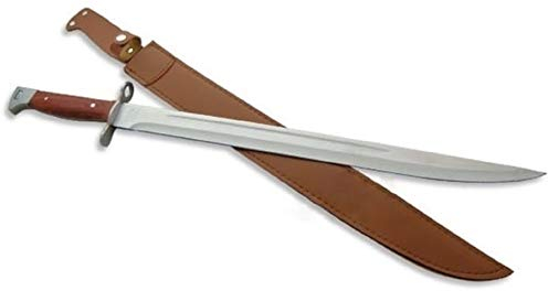 XXL Machete Bajonett Full Tang Klinge, länge 510 mm mit Kunstleder-Holster, Militär Messer Seitengewehr Jagdmesser braun Silber