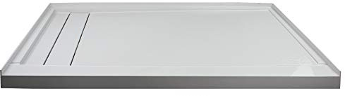 Transolid FLU6032L-39 Linear 60-in W x 32-in L Rectangular Alcove Concealed End Drain Shower Base with Left Hand Drain, Grey