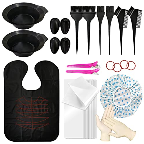 SNAILGARDEN 47 Stk Haar Färbe Set Haare Färben Zubehör, Haar Färben Kit mit Haarfärbepapier Färbeschalen Färbebürsten Ohrenschutz Handschuhe Haarfärbeumhang, Haare Färben Set für DIY Salon