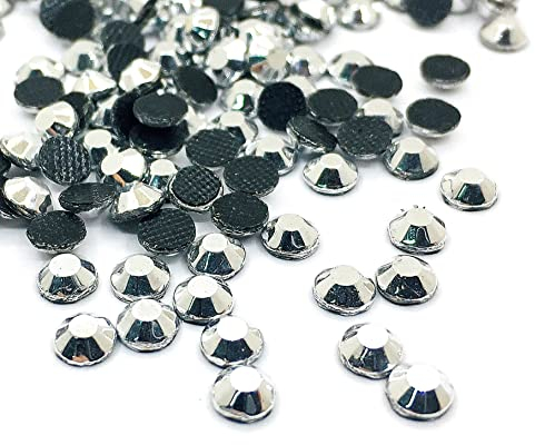 Perlin Hot Fix Strasssteine Hotfix steine Runde Kristall Edelsteine 4mm Glas Flache Rückseite SS16 2880 Stück 3,4~4mm (Silber Metallic)