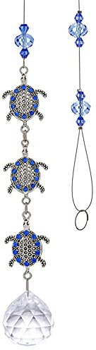 Cazador de sol Colgante de la bola de la bola de los prismas de cazador de sol de la colgante con la decoración de la gala azul y la mini tortuga para la decoración del hogar regalo del día de San Val