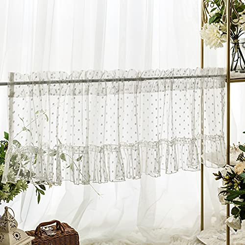 Cortina De Cocina De Café De Bistró De Encaje,Cortinas De Gasa Para Cocina Baño Sala De Estar Moderna Cortina Corta Con Bolsillo Para Varilla, Cortinas Transparentes De Punto De Onda Para Dormitorio