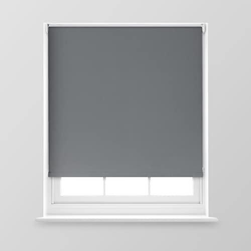 A.Unique Home Premium Trimmable Thermal Blackout Roller Window Blind in a Variety of Colours and Sizes Ideal for any Room - 3FT - Charcoal - 90cm (W) x 170cm (L) | 35.4 (W) x 66.9 (L)