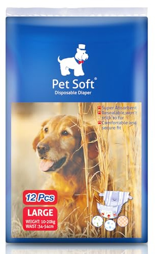 Pet Soft Einweg-Hundewindeln für Hündinnen 36 Stück, Hochsaugfähige Katzen Hunde Windeln für Hündinnen Inkontinenz, Läufigkeit, Harnwege(L, 36)