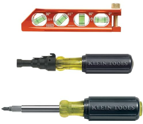 Klein Tools 80073 Reaming Driver Kit with Conduit Reamer, Conduit-Fitting and Reaming Screwdriver and Magnetic Level, 3-Piece