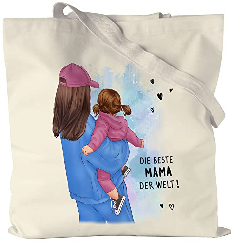 Kiddle-Design Mutter Kind Jutebeutel Personalisiert mit Namen Mama Kinder Tochter Töchter Baby Geschenk für Mütter