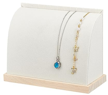 nbeads Samt-Schmuck-Display-Ständer, Holz Halskette Armband Vitrine Kette Anhänger Storage Holder für Haus Einzelhandel Messe Ausstellung, Weiß