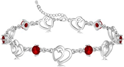 Cosie Lily Regalo Natale Donna Bracciale Donna Argento 925 Bracciale Cuore Placcati Oro Rosa Mamma Gioielli Regalo Idea Compleanno Festa Della Mamma Compleanno Anniversario Rosso-Argento