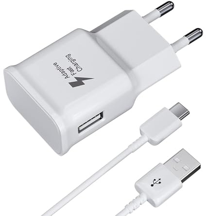 Caricatore USB con cavo di ricarica USB da 1,5 m per Samsung Galaxy A17 A16 A15 A14 A05s A04s A57 A56 A55 A54 A53 A37 A36 A35 A34 A26 A25 S8 + S9 Plus S10 S10e