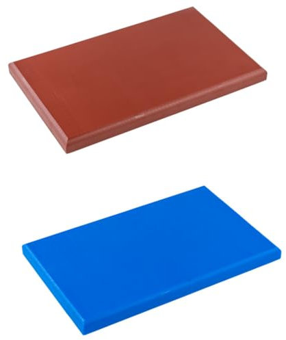 TOPATUPA - Pack de 2 Tablas de corte profesional de polietileno - 2 unidades de 30x20x1 cm - con gomas antideslizantes (Rojo + Azul)