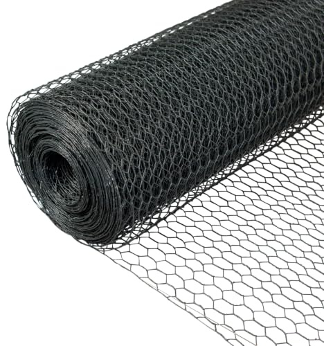 horizont Maschendrahtzaun 100cm Höhe 25m Länge, grau | PVC ummantelt, Maschenweite 13x25mm, Sechseckgeflecht, Drahtgitter feinmaschig, Hasendraht
