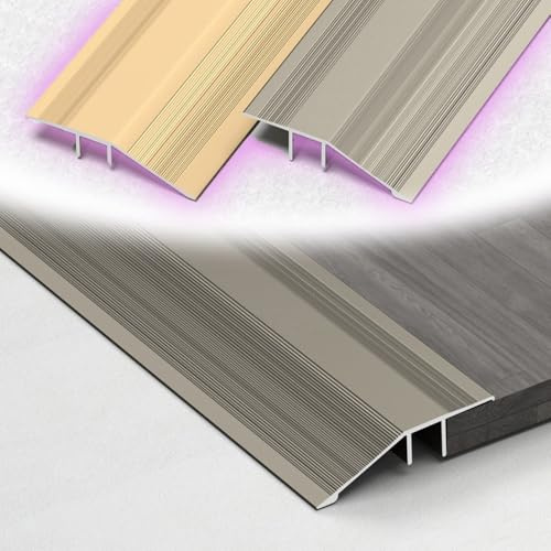 QTWLG 90 100 110 120 130 140 150cm Türleisten Übergangsprofil Aluminium Bodenleiste Übergangsleiste Höhenausgleich Für Türen Teppichkantenleiste rutschfest(Grey,120cm)