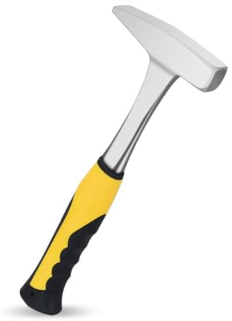 Airless SJG Marteau à Pince, Marteau de Forge de 600g, Marteau de Forgeron Avec Manche Jaune et Noir pour HVAC, Plomberie, Marteau Carré, Marteau à Dalle (Art déco-1)
