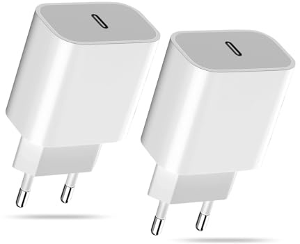 20W USB C-Laddare för Phone, 2-pack USB-C Strömadaptrar för Phone 16 15 14 Plus Pro Max 13 12 11 SE, iPad, Samsung Galaxy S24 A55 A15, PD3.0 typ C Strömadapter för Mobiltelefoner Snabbladdare