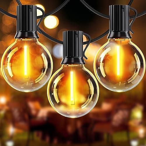 LED Lichterkette Außen Strom 8m - Outdoor Lichterketten 27FT mit Aussen Wetterfest G40 Glühbirne Warmweiß Aussenlichterkette für Balkon Garten Pavillon Terrasse Vorzelt Hochzeit Party