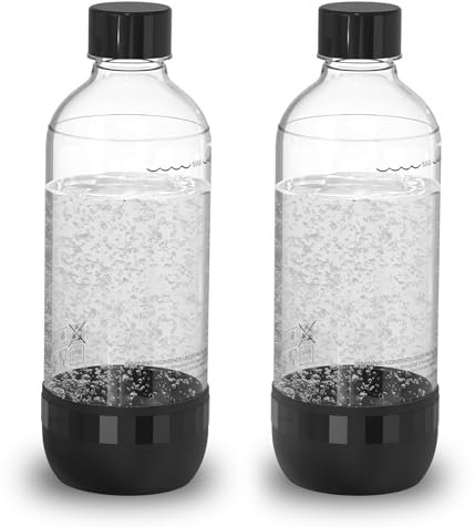 pinci Soda Bottle, Suitable for Carbonated Water and Sparkling Water, BPA Free, Reusable and Filled Food Grade PET Plastic Made Soda Water Bottle (2*Black, 1 Liter)