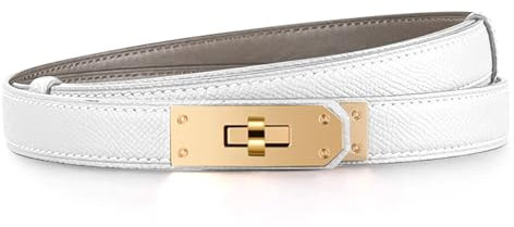 Tonsunul Gürtel Damen, Ledergürtel Damen, Belt Women, Metall-Drehverschluss, Elegantes Weiß Mit Goldener Schnalle, Verstellbar, Geeignet Als Geschenk Muttertag Oder Tägliches Kleidungsstück