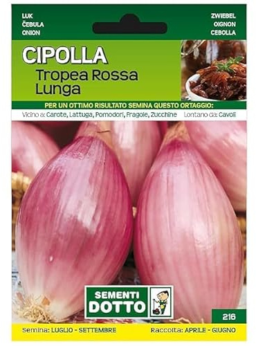 Sicignano | Semi Cipolla di Tropea Rossa Lunga, Bulbo Rosso, Forma Allungata, Sapore Dolce, Busta Extra - 1 Confezione da 1.7g, Pianta a Ciclo Precoce