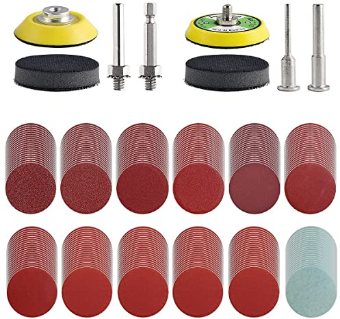 Lot de 244 disques abrasifs - Grain : 80, 120, 180, 240, 320, 400, 600, 800, 1000, 1500, 2000, 3000 - Papier abrasif rond de 50 mm - Avec tampon de polissage - Disques abrasifs ronds pour la