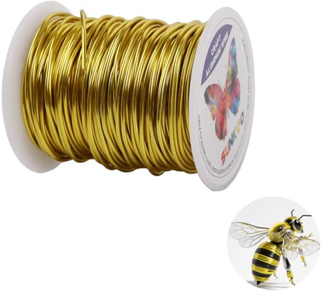 Sunkoo 15 Gauge 1,5 mm fluorescerande gul hantverkstråd i aluminium, 98,4 fot böjbar tråd för smyckestillverkning, skulptering, blomsterhandel, armatur, omslags- och modelleringsprojekt