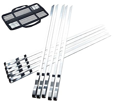 DECOMELODY 10piezas Brochetas Inoxidable De Planas y Resistentes Para Barbacoa y Parrilla