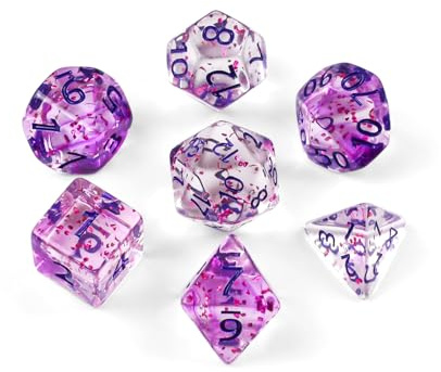 7 Polyedrische MTG Würfel Set, Polyeder Glitzer Würfel, D&D Dice Set