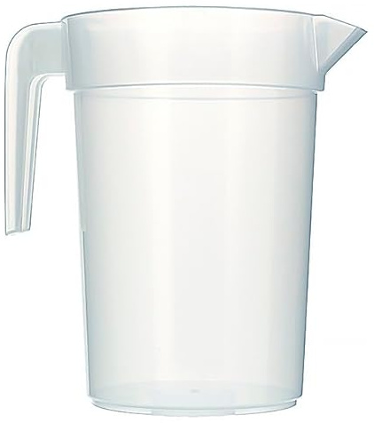 Monouso | 10 Jarras de Plástico Reutilizable, 1L/1000ml, Ø11,6x16,7cm, Transparente, Reutilizable, Restaurantes, Cerveza, Vino, Fiestas, Bares, Hostelería