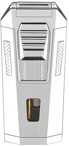 Winddichtes Butanfeuerzeug, nachfüllbares Fackelfeuerzeug for Kerzen, Grill, BBQ, Camping mit Loch und Sichtfenster for den Brennstoff(Silver)