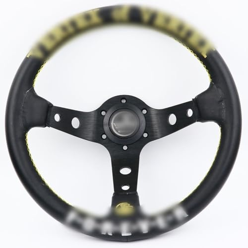 Volante Sportivo Auto, Volante a Calice Cuoio genuino 13inch Nero Drift Sport Volanti