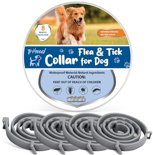 Dog Flea & Tick Collars 4 Pack – 8-Month Waterproof Protection, Adjustable Size for Small, Medium & Large Dogs, Long-Lasting Comfort & Prevention