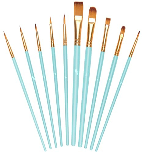 OSDUE 10 Stück Pinsel Set, Nylon Künstlerpinsel Hochwertige Premium Acrylfarben Pinselset für Aquarell Ölgemälde Malerei Ölfarben Brush Set für Anfänge Künstler, Himmelblau | Verschiedene Größen, für Künstler, vielseitig, Kunst, Pinsel, feine Stifte für Öl, Aquarell, Gouache, Kinder, Erwachsene
