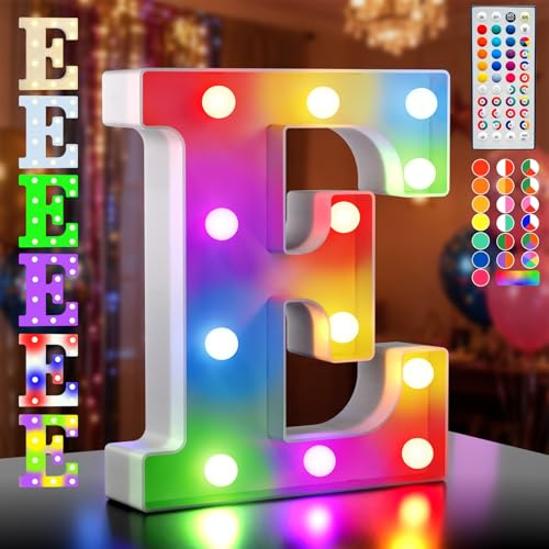 Ledido Leuchtbuchstaben mit 35 Farbwechseln, LED-Leuchten für Geburtstagsdekoration, Geschenke, LED-Buchstabenlichter für Hochzeitstag, Zuhause, Schlafzimmer, Party-Dekoration, Buchstabe E