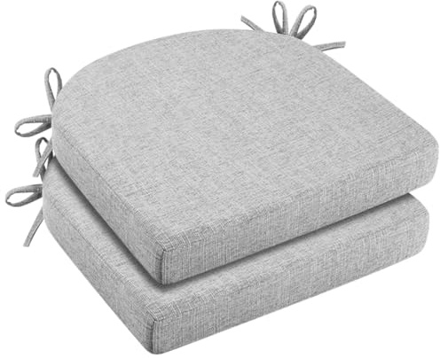 2-pack av stolsdynor 43x42x5 cm, högtät skumstoff stolskudde, Bekväm stolskudde för inomhus/utomhus, stolsdyna trädgårdsstol balkongstol kudde stolstoppning för matsal vardagsrum (grå)
