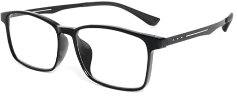 KoKoBin Gafas de lectura ultraligeras con montura completa hechas de TR90 con filtro de luz azul rectangular para hombres y mujeres, negro, S
