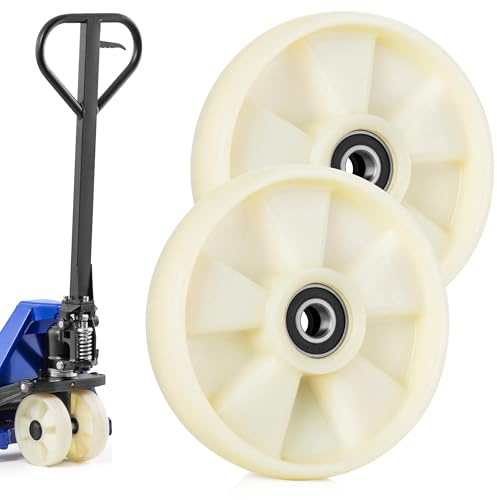 Pallit 2er Pack Lenkrolle Nylon 180x50 mm – Transportrollen mit Kugellager, Ersatzrollen Laufrollen für Hubwagen, Ameise, Gabelhubwagen | Ø 180 mm, Breite 50 mm
