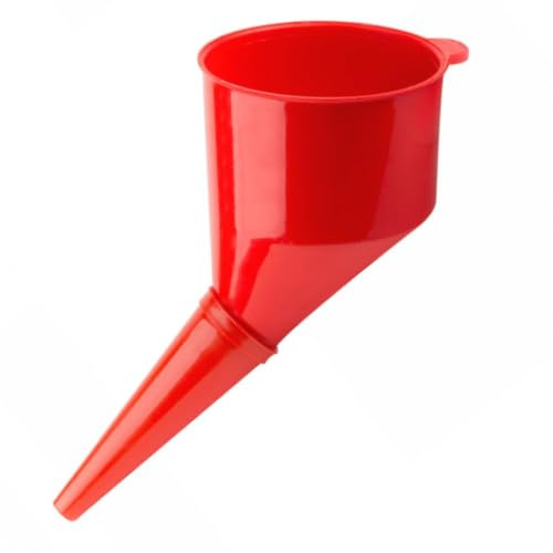 ANGLED FUEL FUNNEL FINE MESH FILTER PLASTIC PETROL DIESEL FUNNEL FOR OIL WATER FUEL IN RED