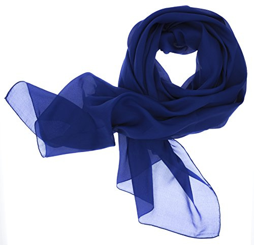 DOLCE ABBRACCIO by RiemTEX ® Sciarpa da donna Lady Sunshine foulard in seta con alto contenuto di seta Pashmina Stola, foulard da donna, elegante, blu royal, XX-Large