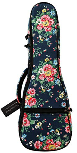 Music First Original Design aus Baumwollleinen, Dark Night Garden, Blumenmuster, Ukulelentasche, Ukulelenhülle, Mehrfarbig, Fit for 23~24 inch Concert Ukulele, Klassisch