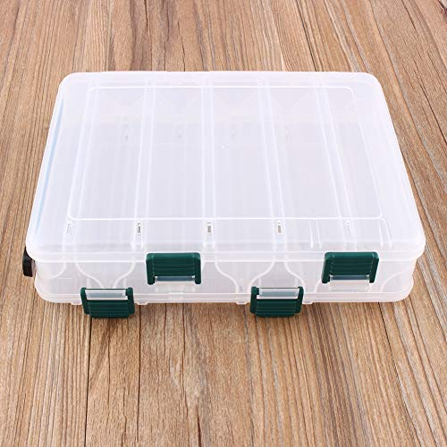Nikou Tackle Box, 12 Compartments Tackle Plastik Aufbewahrungsbehälter Fischen Kasten Köder Box Gerät Beidseitiger Aufbewahrungskoffer Beidseitig
