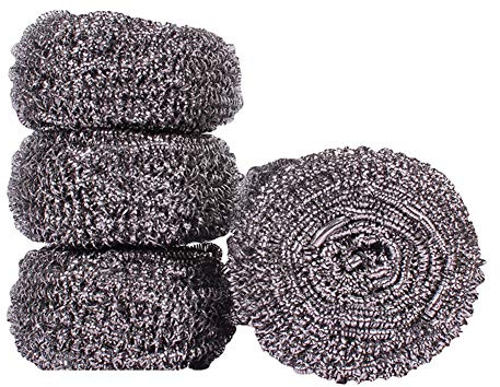 JIHUOO 8 Stück 50g Topfreiniger aus Edelstahl Scheuerspirale Schwämme Topfreiniger Reinigungsschwamm für Küche