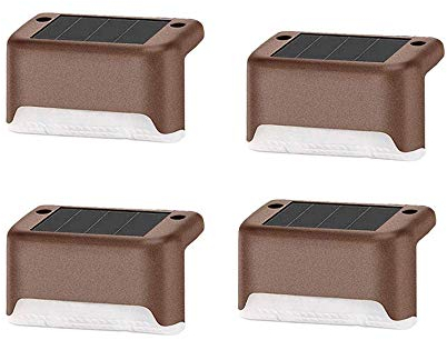Solar Deck Lights, LED Solar Step Light IP65 Waterproof Outdoor Garden Pathway Patio Stairs Steps Fence Lamps (4pcs)