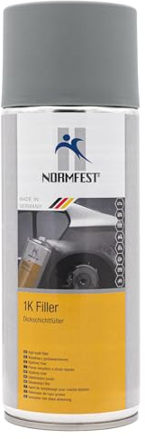 Normfest 1K Filler – Hochdeckender Dickschichtfüller in Grau für Kratzer, Poren und Schleifspuren, ideale Basis für Karosserie- und Lackierarbeiten, 400ml