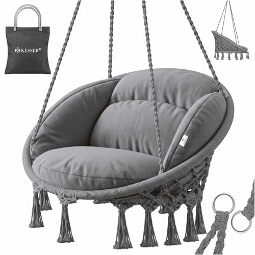 KESSER® Fauteuil Suspendu avec Coussin | Chaise relaxante à Suspendre pour Adultes et Enfants | Hamac d’Une Charge Maximum de 150 kg | pour la Maison, Le Jardin ou la terrasse