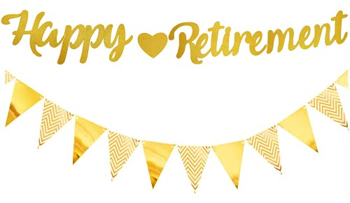 Happy Retirement Banner - Gold Party Decoration With Bunting Flags for Women and Men - The Legend Has Retired