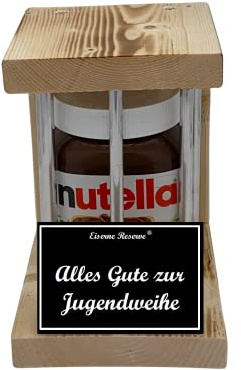 Nutella - Notfall Reserve - Metallstäbe - Alles Gute zur Jugendweihe - Jugendweihe Geschenk - Die Nutella Geschenkidee mit Holz für Männer und Frauen