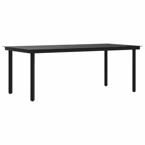vidaXL Garten Esstisch Gartentisch Terrassentisch Balkontisch Gartenmöbel Outdoor Tisch Außentisch Schwarz 200x100x74cm Stahl Glas