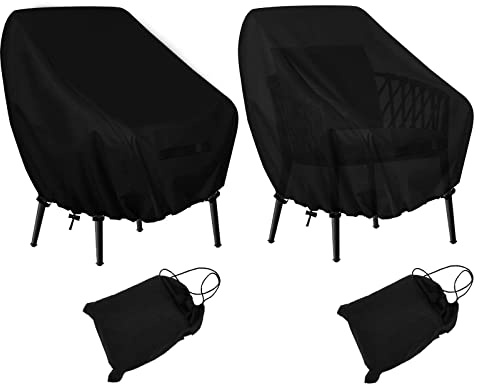 Rouzin 2 Stück Gartenstühle Abdeckung, Gartensessel Schutzhülle Wetterfest mit 4 Schnallen, Sessel Abdeckung Wasserdicht Stuhlabdeckung UV-Schutz Winddicht, 89x97x74cm
