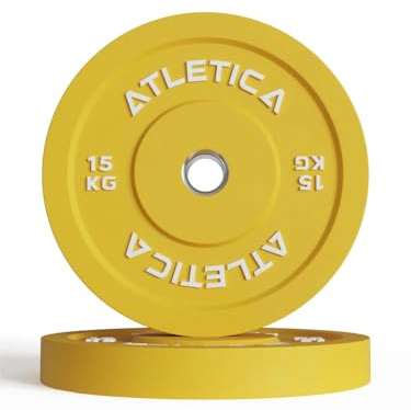 Atletica Color Bumper Plates Paar | Farbige Vollgummi-Ummantelung, Geräusch- und stoßdämpfend, Ø 50 mm Edelstahlring, Robust & langlebig