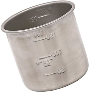Healvian Verre Doseur De Cuisine en INOX Tasse À Mesurer 180 ML Graduations Double Face Récipient Polyvalent pour Pâtisserie Mélange Et Dosage Précis avec Support De Rangement